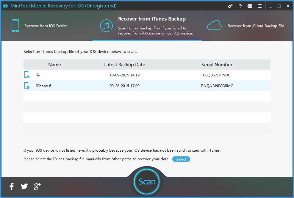 recover from iTunes backup